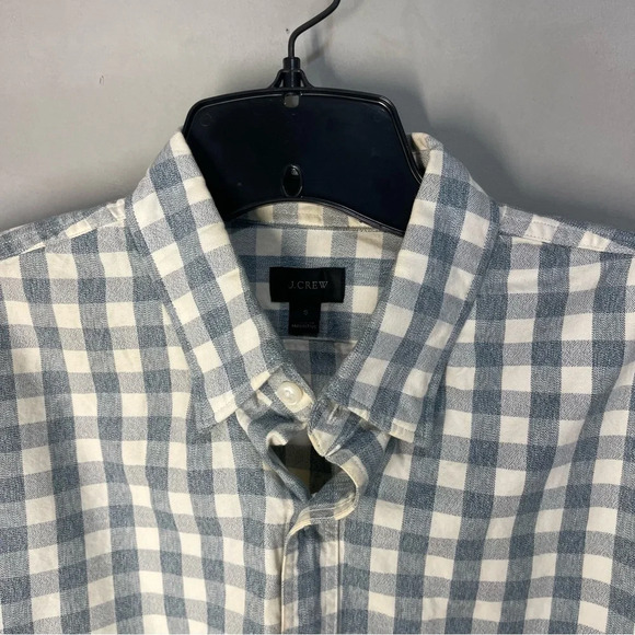 J Crew Slim Fit Casual Button  Down Plaid Shirt Men Size Small, White/Blue - Picture 2 of 6